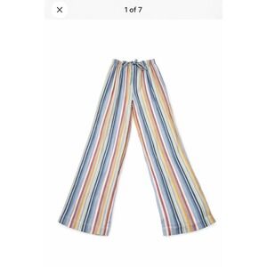 Laundry by Shelli Segal Striped Linen Blend Pants Drawstring Waist Colorful